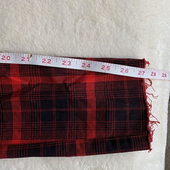 H&M womens Plaid High waisted fitted red black pants size 8 - Picture 4 of 6